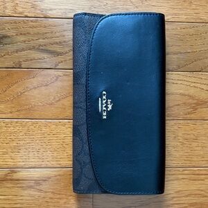 Coach Black Wallet with Gold Logo